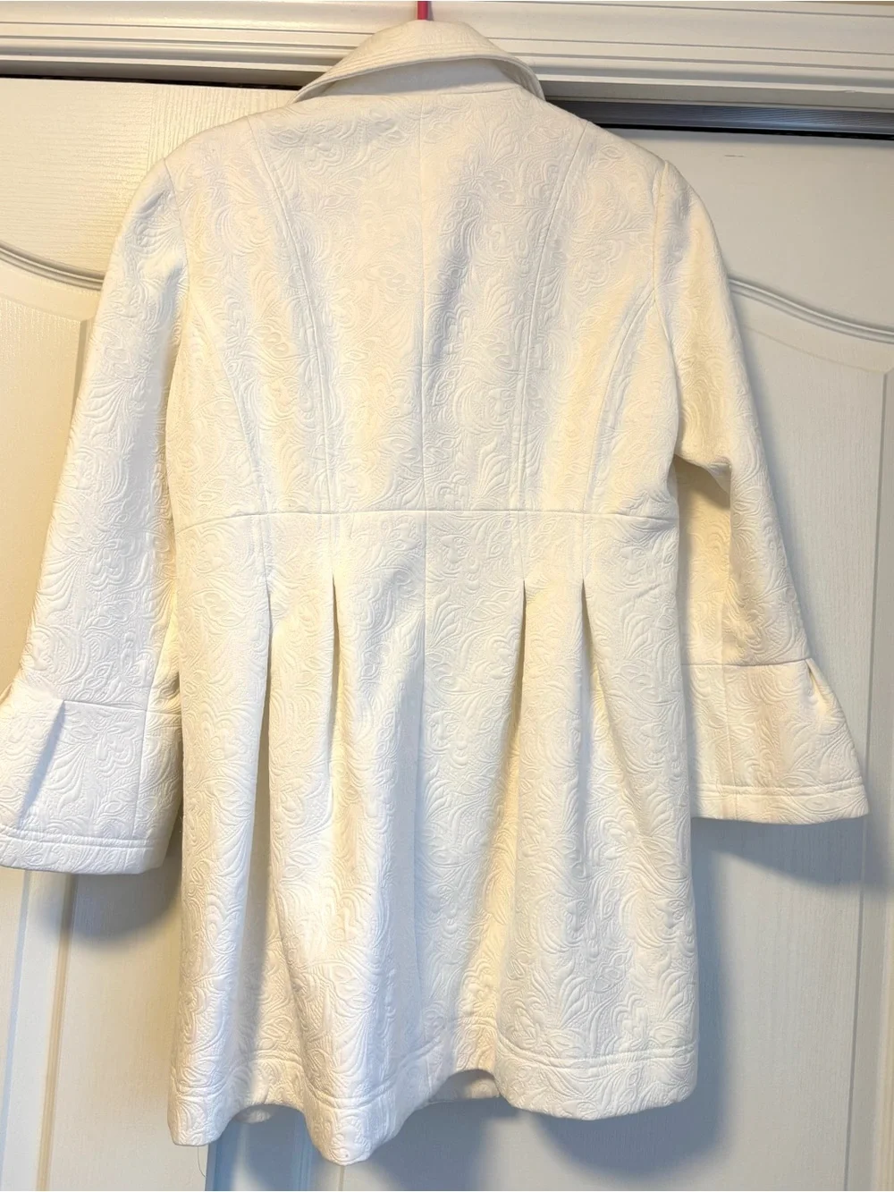 Grace Elements White Embossed Button-Front Trench Coat